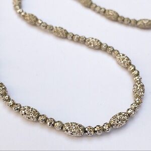 Sterling 925 Diamond Cut 4mm Bead Necklace 16” to 17.5 adjustable.